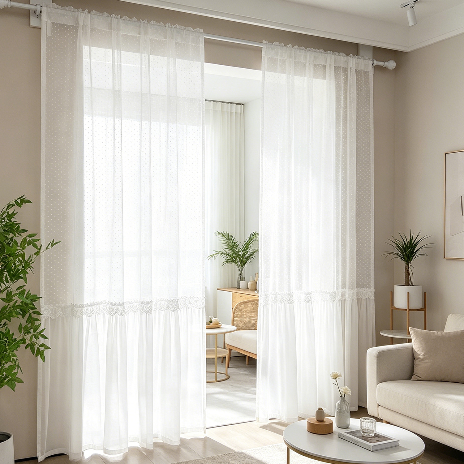 Home Decor Under 100 - French Romantic Sheer Curtain with Polka