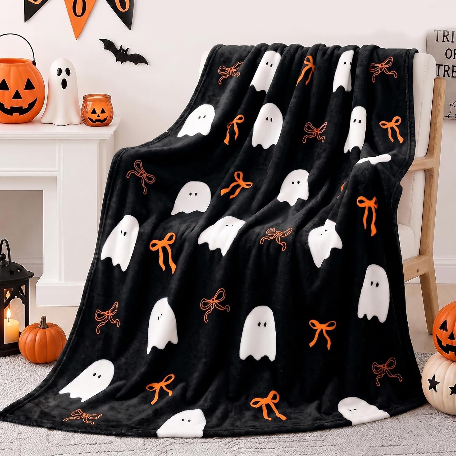 Home Decor Under 100 - Mocsicka Halloween Ghost Throw Blanket (50x59