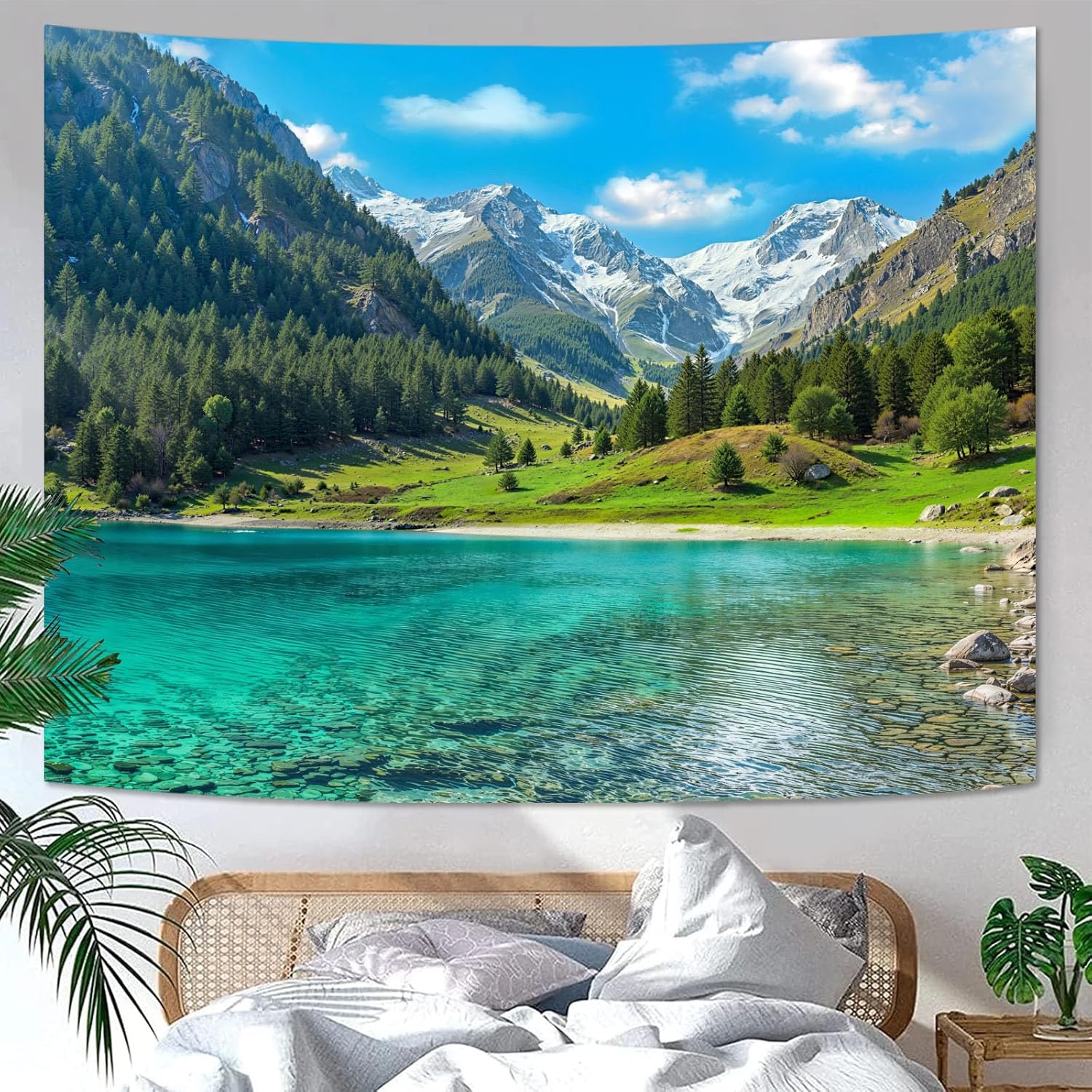 Aesthetic Tapestry - Nature Forest Mountain Tapestry Lush Green
