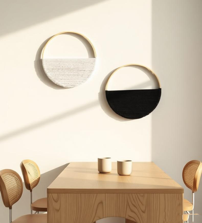 Aesthetic Tapestry - 2pcs Bamboo Circle Wall Hanging Round