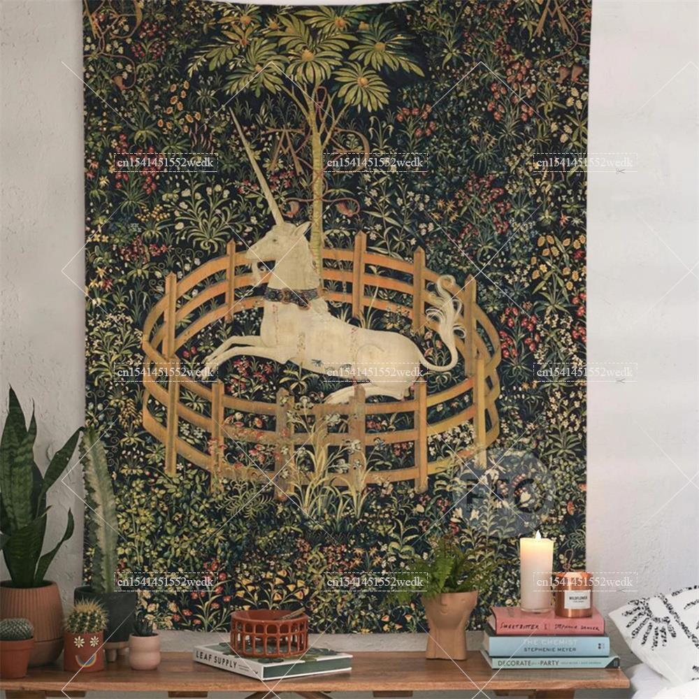 Aesthetic Tapestry - The Unicorn In Captivity Wall Tapestry
