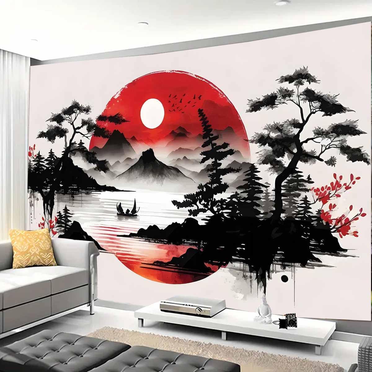 Home Decor Under 100 - Japanese Mountain Landscape Tapestry Wall Mural