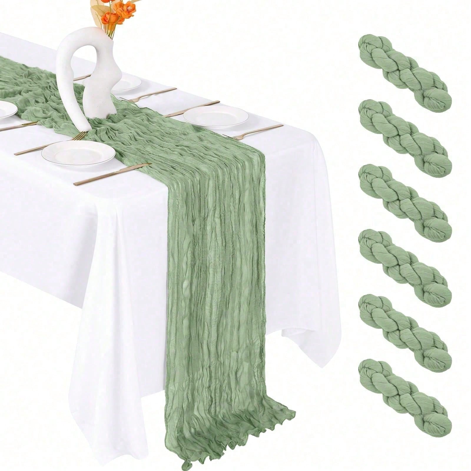 Linen Table Runner - 6 Pack Cheesecloth Table Runner For