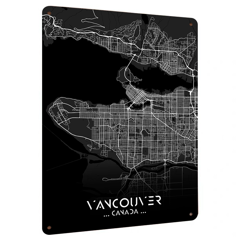 Home Decor Vancouver - Vancouver Canada City Map Metal Wall