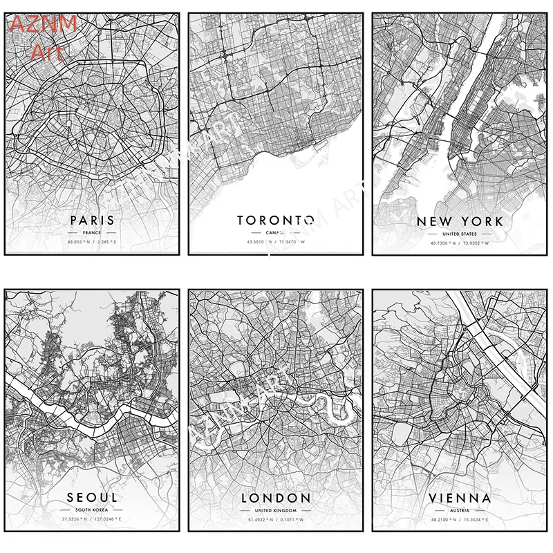 City Map Artwork Poster Paris  - Home Decor New York recension och pris