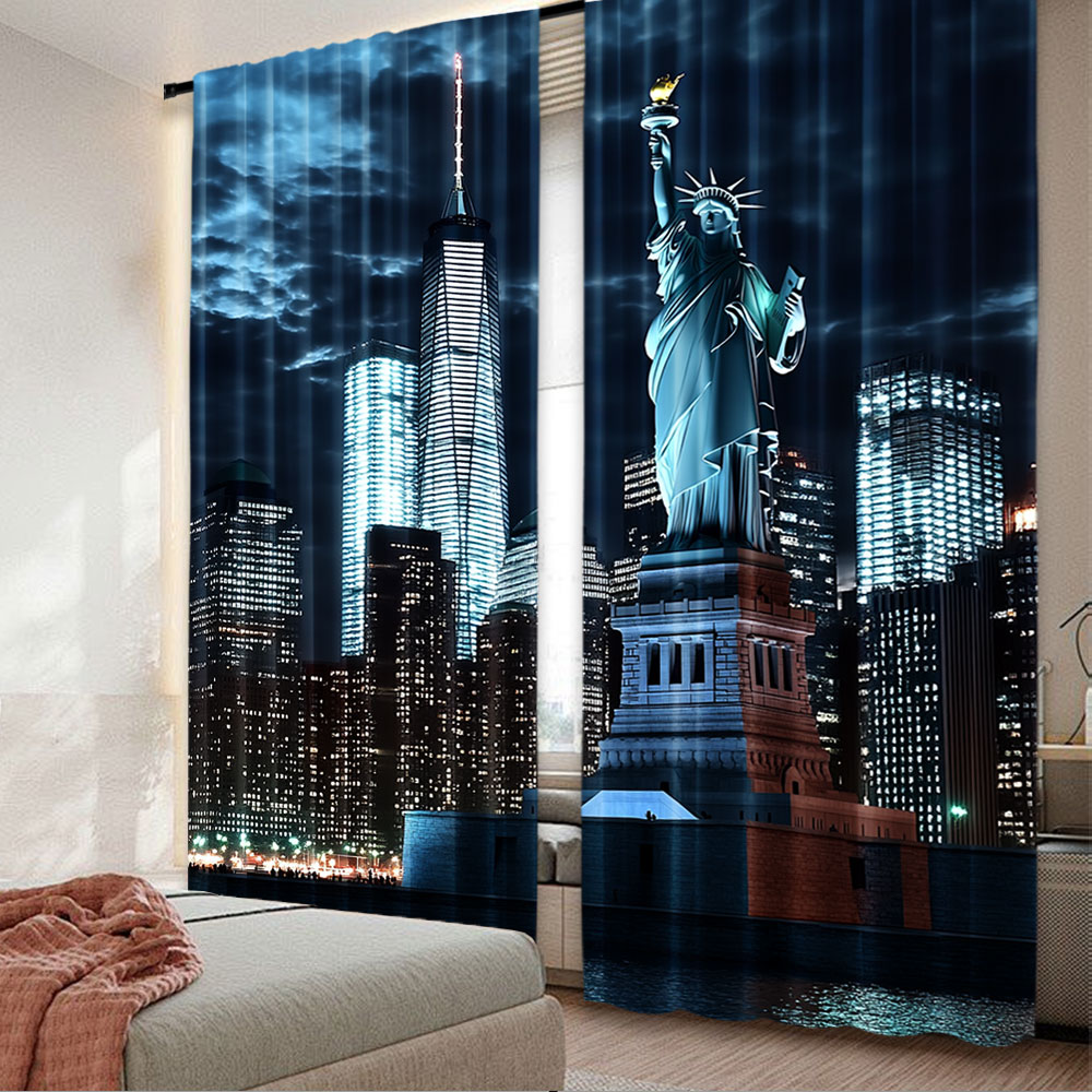 2Pcs Statue Of Liberty Curtain - Home Decor New York recension och pris