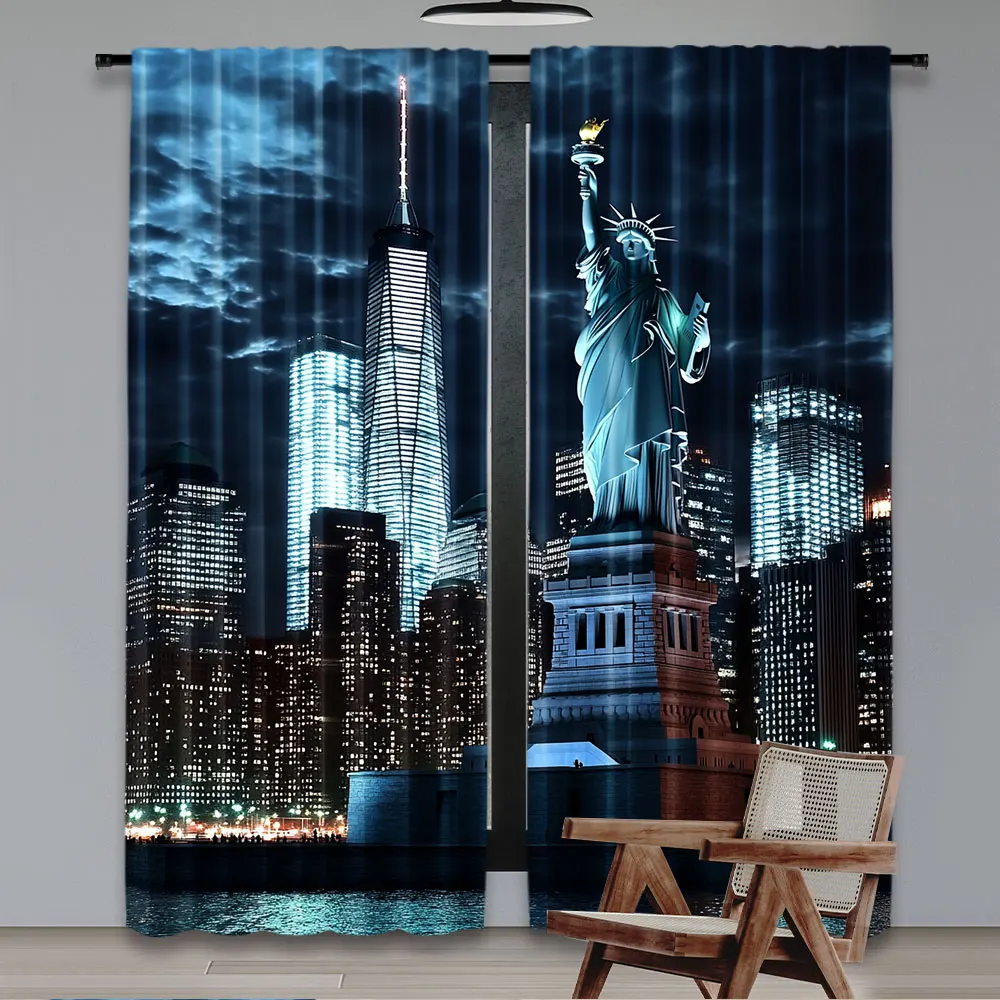2Pcs Statue Of Liberty Curtain - Home Decor New York recension och pris