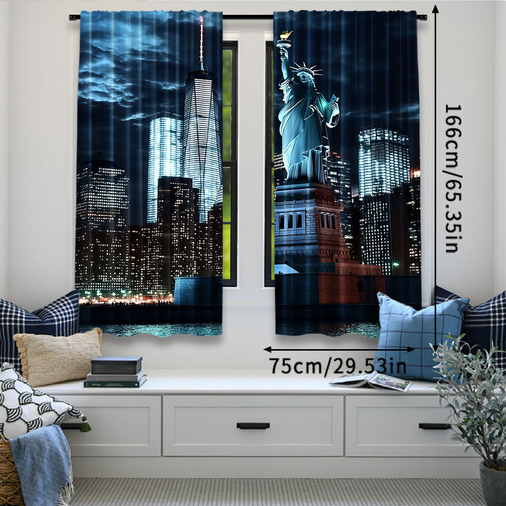 2Pcs Statue Of Liberty Curtain - Home Decor New York recension och pris
