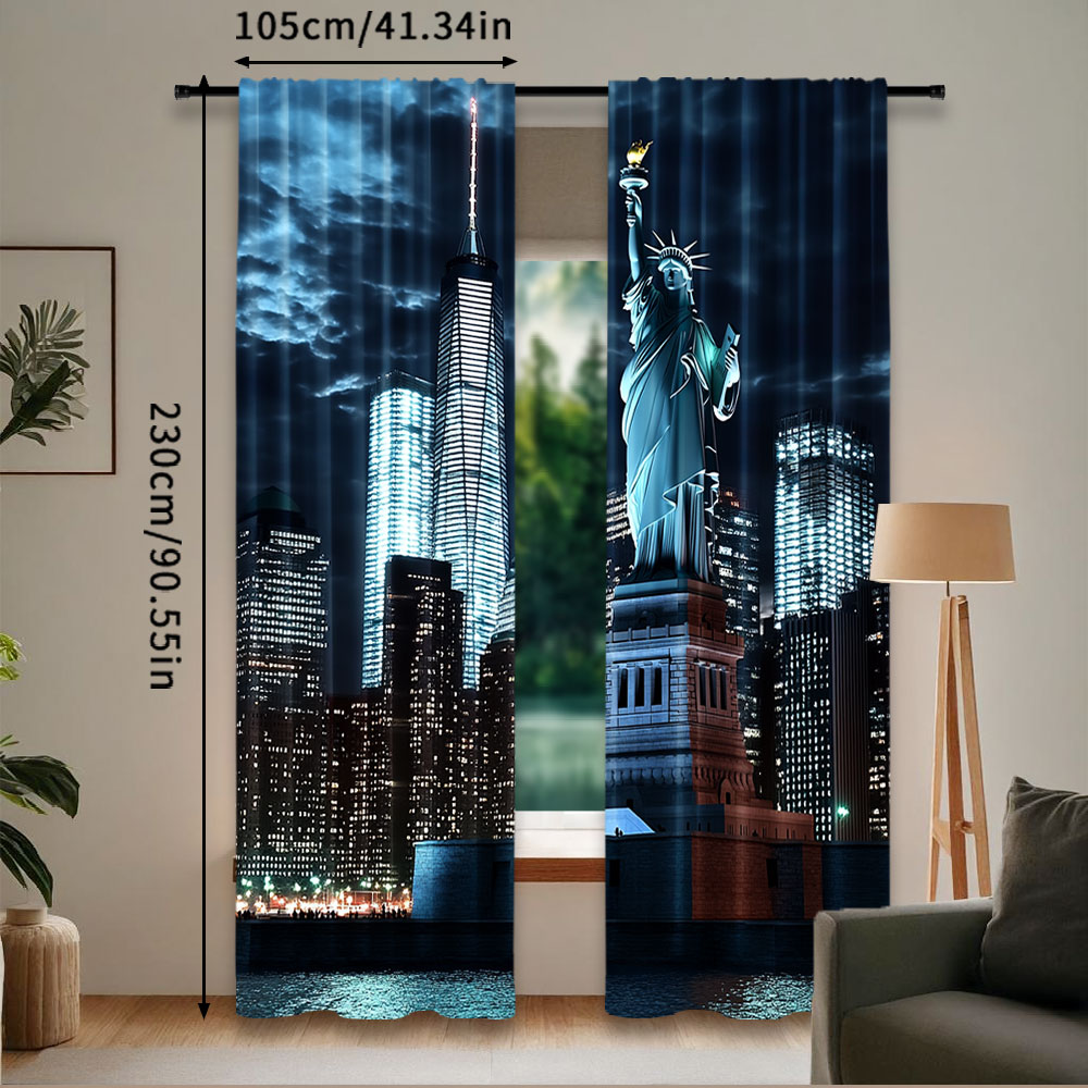 2Pcs Statue Of Liberty Curtain - Home Decor New York recension och pris
