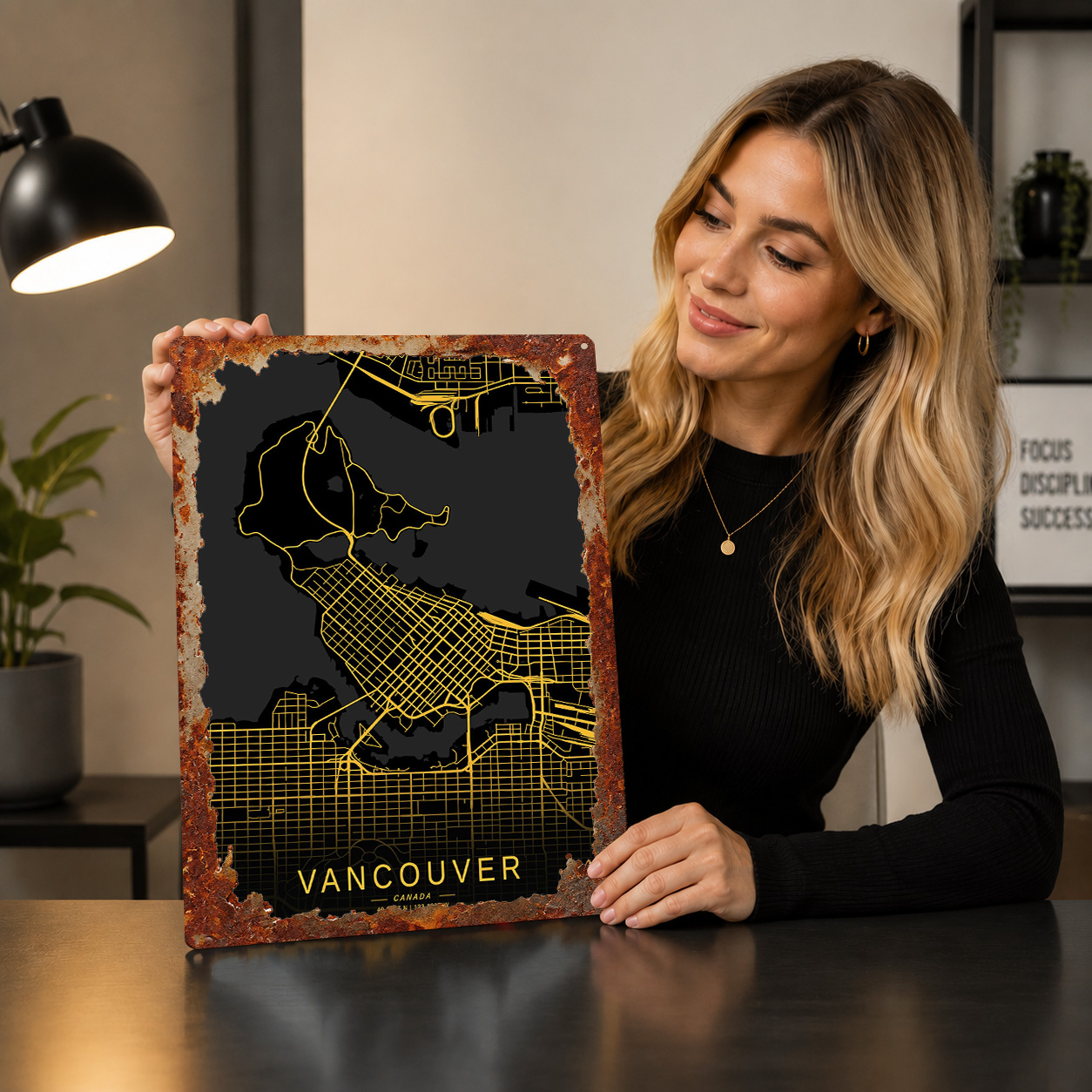 Golden Vancouver City Map 3D T - Home Decor Vancouver recension och pris
