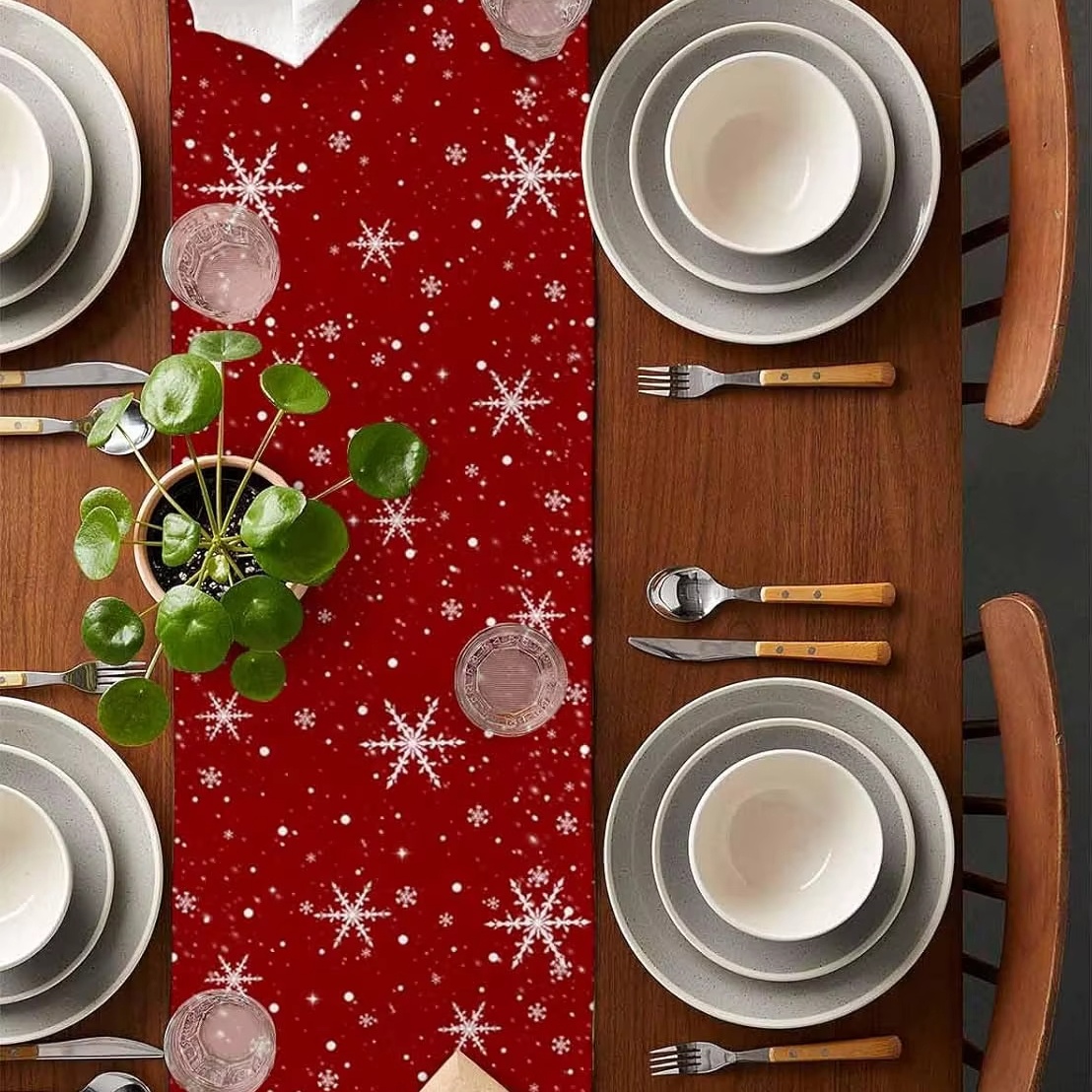 Red Table Runner Christmas Tre - Linen Table Runner recension och pris