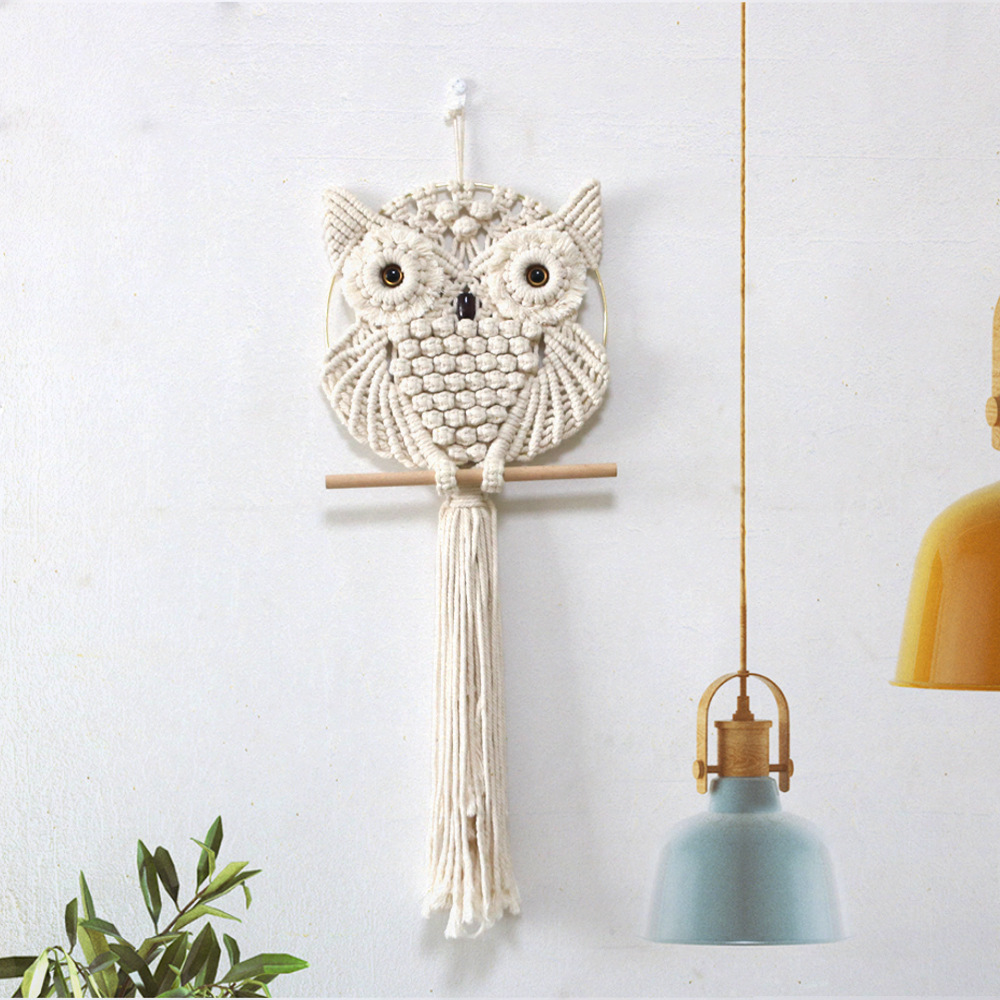 Owl Pendant Lace Wall Hanging  - Woven Wall Basket recension och pris