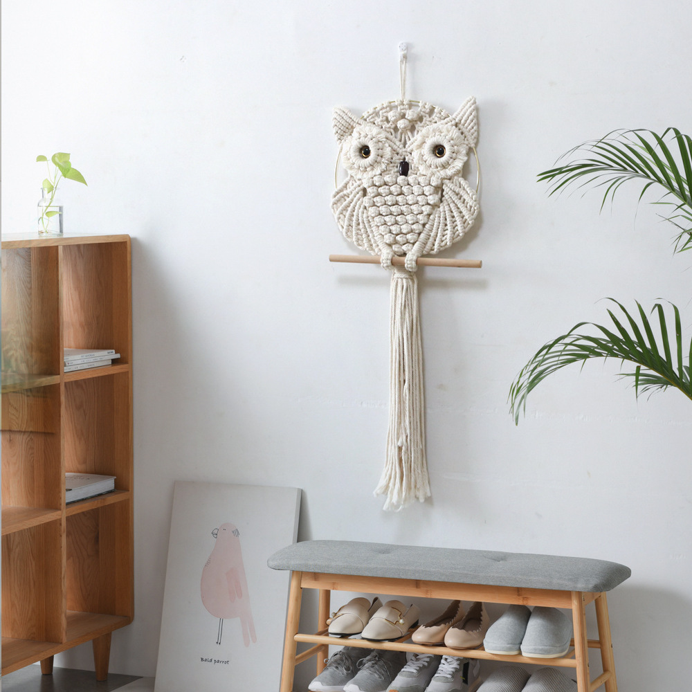 Owl Pendant Lace Wall Hanging  - Woven Wall Basket recension och pris