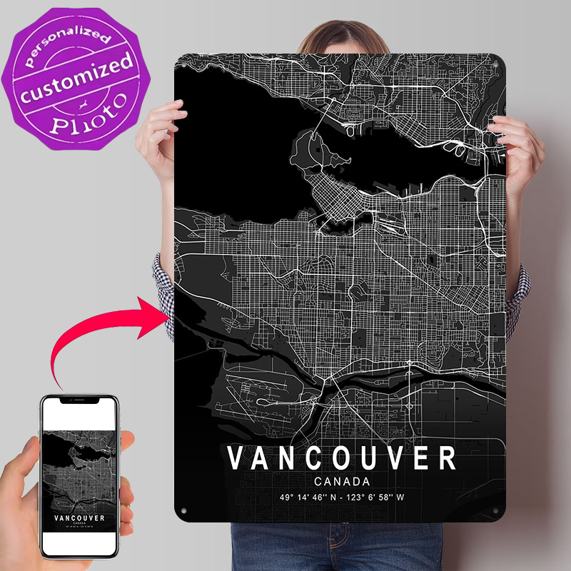 Vancouver Dark Map 3D Printed  - Home Decor Vancouver recension och pris