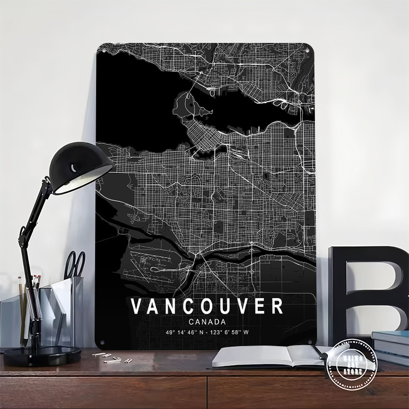 Vancouver Dark Map 3D Printed  - Home Decor Vancouver recension och pris