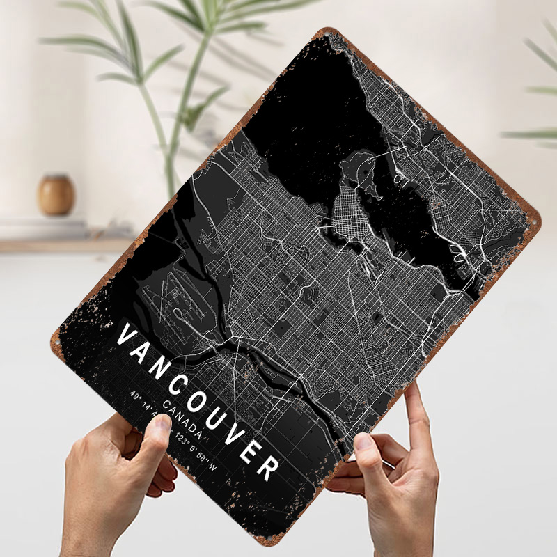 Vancouver Dark Map 3D Printed  - Home Decor Vancouver recension och pris