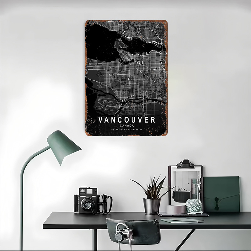 Vancouver Dark Map 3D Printed  - Home Decor Vancouver recension och pris