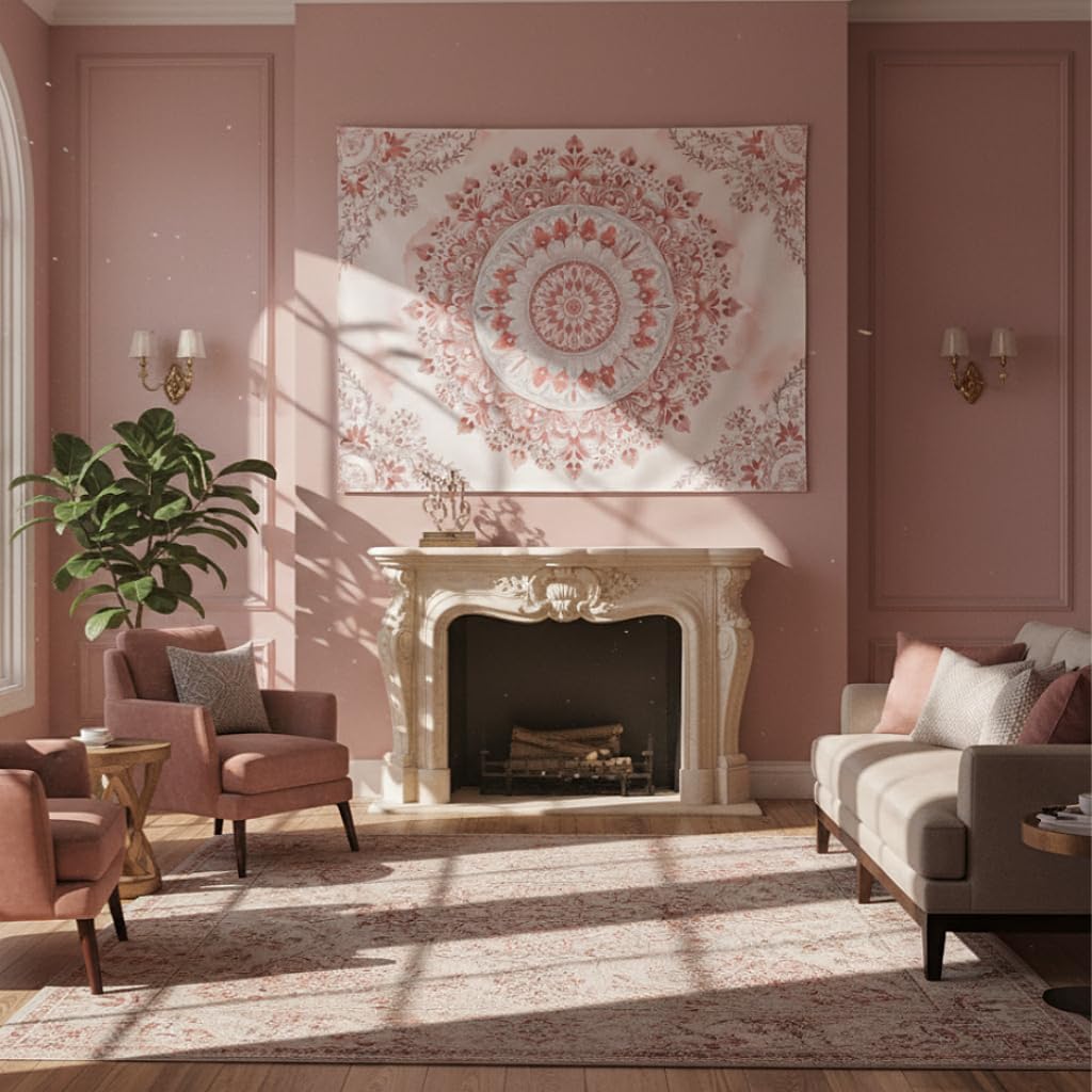 Pink Floral Mandala Tapestry – - Aesthetic Tapestry recension och pris
