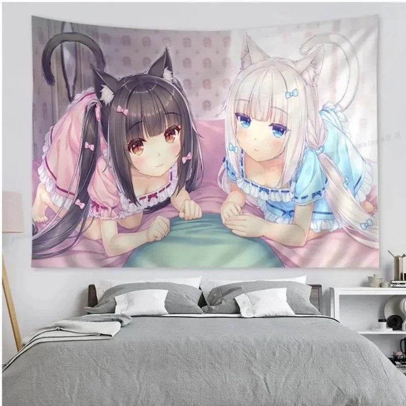VIKAMA Cat Girl Anime Tapestry - Home Decor Under 100 recension och pris