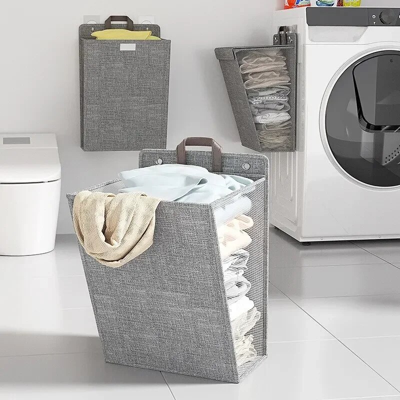 1pc Foldable Adhesive Laundry  - Woven Wall Basket recension och pris