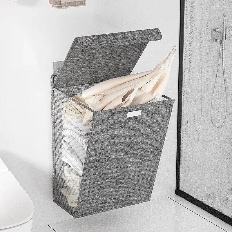 1pc Foldable Adhesive Laundry  - Woven Wall Basket recension och pris